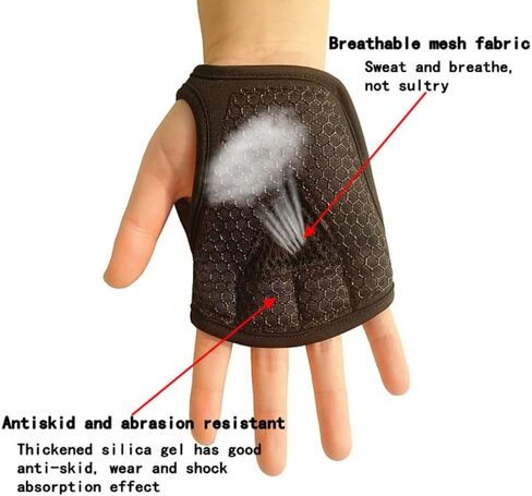 POPETPOP Gym Gloves Men Women Fingerless Workout Gloves Padded with Wrist Strap Non-Slip Palm Protection Half Gloves for Weight Lifting Fitness Training in Saudi Arabia
