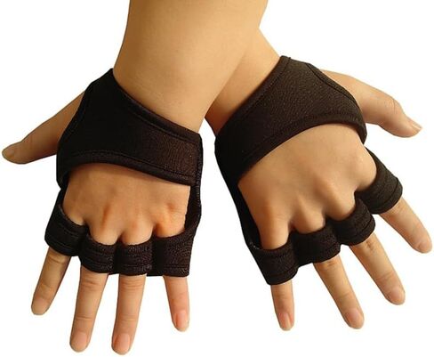 POPETPOP Gym Gloves Men Women Fingerless Workout Gloves Padded with Wrist Strap Non-Slip Palm Protection Half Gloves for Weight Lifting Fitness Training in Saudi Arabia