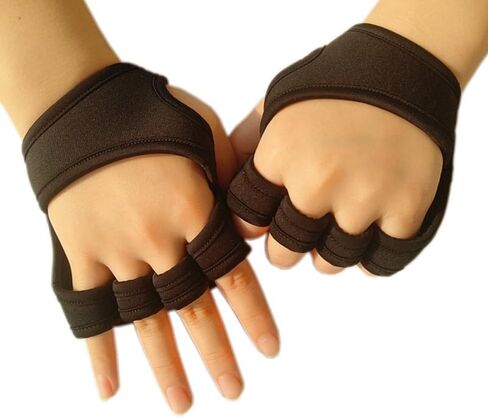 POPETPOP Gym Gloves Men Women Fingerless Workout Gloves Padded with Wrist Strap Non-Slip Palm Protection Half Gloves for Weight Lifting Fitness Training in Saudi Arabia