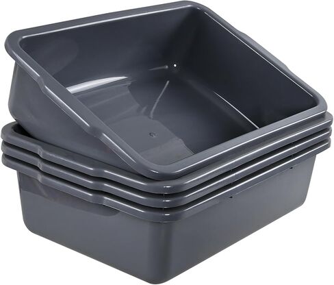 35 L Commercial Bus Tubs, Large Plastic Bus Tub Box for Restaurant, Gray, 4 Packs in Kuwait