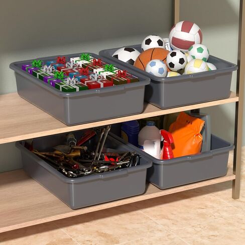 35 L Commercial Bus Tubs, Large Plastic Bus Tub Box for Restaurant, Gray, 4 Packs in Kuwait