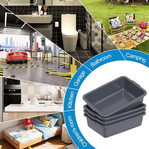 35 L Commercial Bus Tubs, Large Plastic Bus Tub Box for Restaurant, Gray, 4 Packs in Kuwait