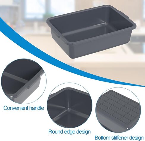 35 L Commercial Bus Tubs, Large Plastic Bus Tub Box for Restaurant, Gray, 4 Packs in Kuwait