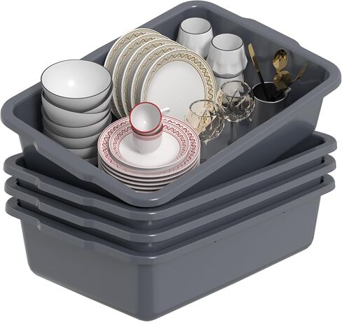 35 L Commercial Bus Tubs, Large Plastic Bus Tub Box for Restaurant, Gray, 4 Packs in Kuwait