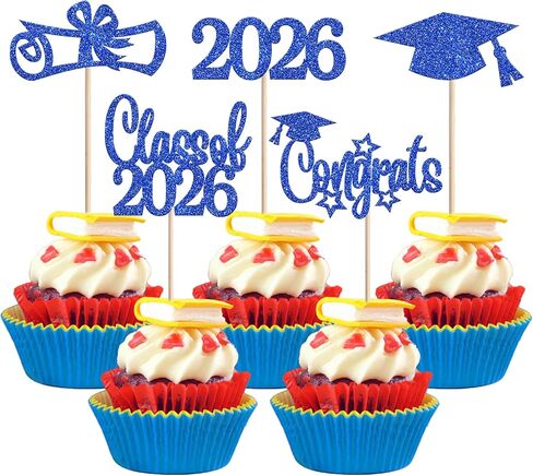 30 PCS 2025 تخرج موضوع كب كيك أعلى القبعات اللامعة دبلوم تهانينا 2025 تخرج كب كيك اختيارات فئة 2025 كعكة لعام 2025 موضوع التخرج لوازم الطرف الأسود in Saudi Arabia