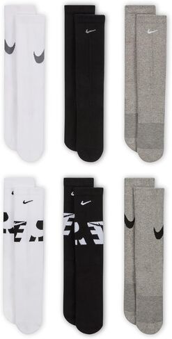 Nike Kid's Nike Everyday Crespic Crew Socks (6 زوج) ، متعدد الألوان ، متوسط in Saudi Arabia