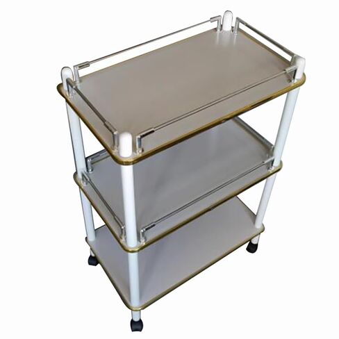 Hairdresser Trolley, Rolling Storage Trolley,Practical Mobile Storage Rack,Beauty Salon Trolley,Three Layers with cage and guardrail(Blue-b) in Saudi Arabia
