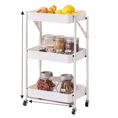 Hairdresser Trolley, Movable Shelf,3 Tier Foldable Utility cart,Movable Storage Organizer,for Home use,Beauty Salon,Barber Store Trolley(Black) in Saudi Arabia