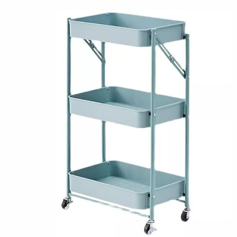 Hairdresser Trolley, Movable Shelf,3 Tier Foldable Utility cart,Movable Storage Organizer,for Home use,Beauty Salon,Barber Store Trolley(Black) in Saudi Arabia