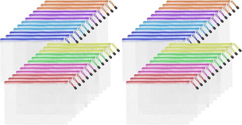 64pcs A4 Mesh Zipper Pouch Bags, Mesh Bags with Zipper Bulk, Pouches for Organization, Clear Storage Bags for Classroom, Travel, Office, Board Game in Saudi Arabia