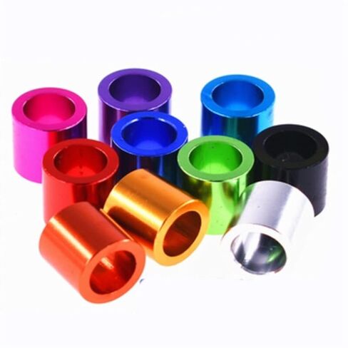 غسالات Qinlu-10 قطع حشية جلبة من الألومنيوم M3 M4 M5 M6 غسالة ألومنيوم ملونة مجوفة دائرية، سمك 2/3/4/5/6/8/10 مم، لإصلاح المصانع (أسود، سمك 4 مم) in Kuwait