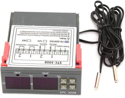 Temperature Thermostat Controller, -3008 Digital Display Probe Sensor for Farm Various Refrigerator Greenhouse Aquarium(110-220V) in Saudi Arabia