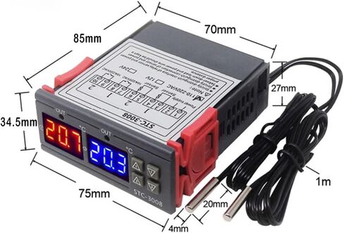Temperature Thermostat Controller, -3008 Digital Display Probe Sensor for Farm Various Refrigerator Greenhouse Aquarium(110-220V) in Saudi Arabia