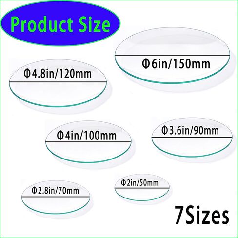 6 Pcs Lab Watch Glass Beaker Cover Set, Beaker Cover Smooth Edges Chamfered Arc, Watch Glasses in 50mm,70mm,90mm,100mm,120mm,150mm,Diameter Watch Glass, for Laboratory, Transparent. in Kuwait