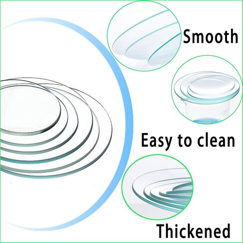 6 Pcs Lab Watch Glass Beaker Cover Set, Beaker Cover Smooth Edges Chamfered Arc, Watch Glasses in 50mm,70mm,90mm,100mm,120mm,150mm,Diameter Watch Glass, for Laboratory, Transparent. in Kuwait