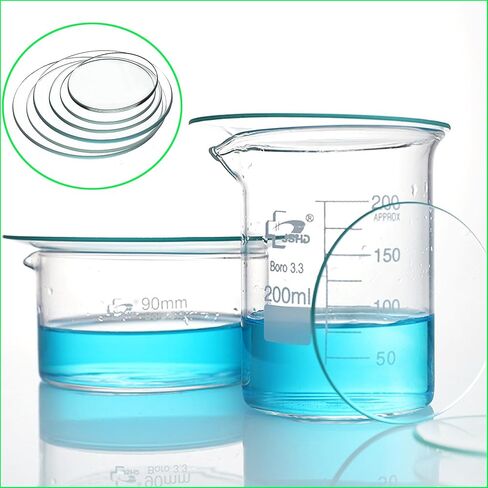 6 Pcs Lab Watch Glass Beaker Cover Set, Beaker Cover Smooth Edges Chamfered Arc, Watch Glasses in 50mm,70mm,90mm,100mm,120mm,150mm,Diameter Watch Glass, for Laboratory, Transparent. in Kuwait