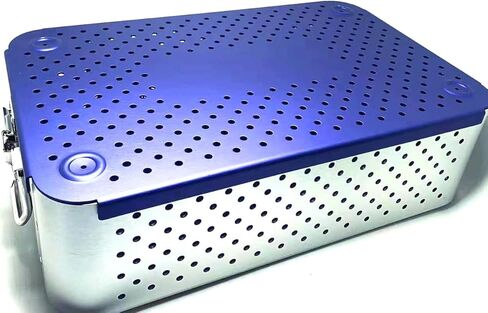 Chaoyue Medical Aluminium Alloy Rectangular Sterilization Tray with Silicone Mat, 460mm*310mm*130mm, Blue, Medical Tray, Science Lab Trays in Kuwait
