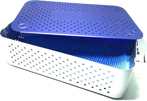 Chaoyue Medical Aluminium Alloy Rectangular Sterilization Tray with Silicone Mat, 460mm*310mm*130mm, Blue, Medical Tray, Science Lab Trays in Kuwait