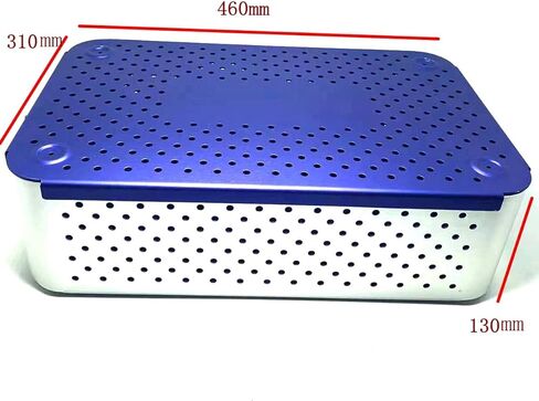 Chaoyue Medical Aluminium Alloy Rectangular Sterilization Tray with Silicone Mat, 460mm*310mm*130mm, Blue, Medical Tray, Science Lab Trays in Kuwait
