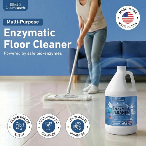 Creative Scents Multipurpose Enzyme Cleaner & Odor Remover | Super Concentrated for Floor, Carpet, Drain | Pet Urine Odor Eliminator | Enzyme Cleaner for Cat Urine & Dog Poop | 1 Gallon - Ocean Breeze in Saudi Arabia