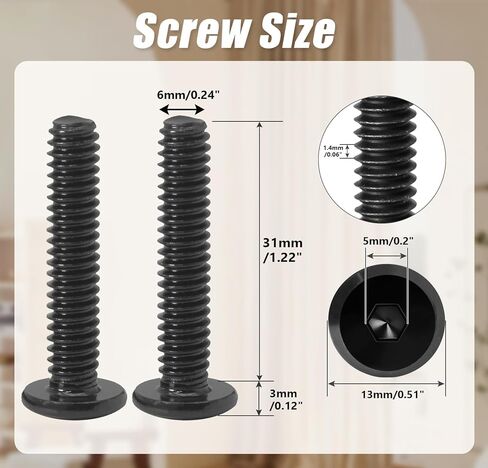 Biaungdo 30 Pcs Flat Head Allen Bolts, 1/4-20 x 1-1/4 Inch Black Carbon Steel Socket Cap Screws for Furniture in Saudi Arabia