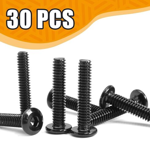 Biaungdo 30 Pcs Flat Head Allen Bolts, 1/4-20 x 1-1/4 Inch Black Carbon Steel Socket Cap Screws for Furniture in Saudi Arabia