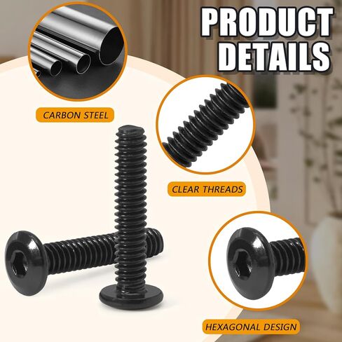 Biaungdo 30 Pcs Flat Head Allen Bolts, 1/4-20 x 1-1/4 Inch Black Carbon Steel Socket Cap Screws for Furniture in Saudi Arabia