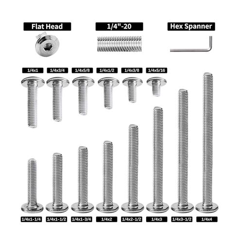 1/4-20 x 2 (20 Pack) Flat Head Hex Socket Cap Screws Bolts, 304 Stainless Steel 18-8, Hex Drive Countersunk Furniture Connector, Fully Threaded Machine Thread, Bright Finish in Saudi Arabia