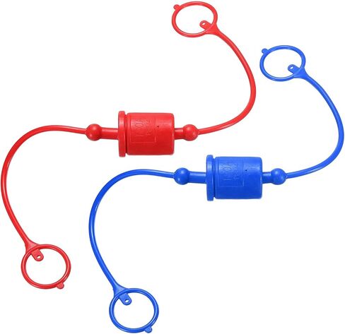 HARFINGTON مجموعتان 3/4 غطاء غبار خرطوم هيدروليكي ومجموعة قابس، غطاء غبار ذكر ISO-A وغطاء قابس أنثى يفصل بسرعة غطاء قارنة الهواء وتجهيزات قابس منفذ مع حلقة الاحتفاظ، أحمر/أزرق in Kuwait