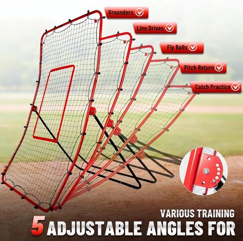 Durable Baseball Rebounder Net, 6x4 FT Pitchback Nets 5 Angles Simulate Grounder,Pop Fly,Line Drive,Softball Rebounders for Pitching,Fielding,Catching Solo Practice,Rebound Net with Strike Zone in Saudi Arabia