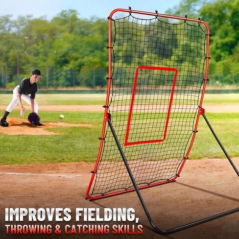 Durable Baseball Rebounder Net, 6x4 FT Pitchback Nets 5 Angles Simulate Grounder,Pop Fly,Line Drive,Softball Rebounders for Pitching,Fielding,Catching Solo Practice,Rebound Net with Strike Zone in Saudi Arabia