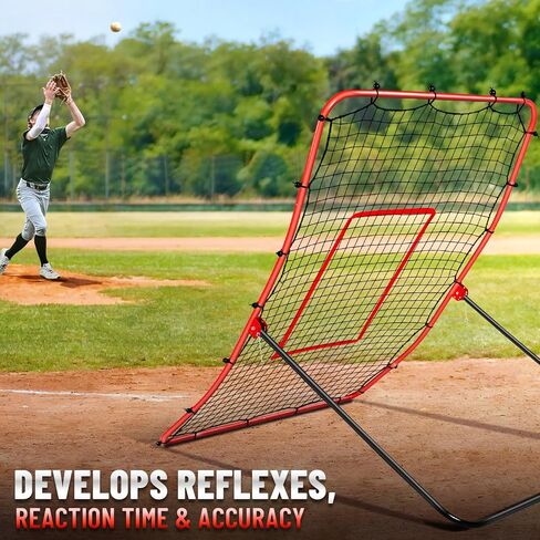 Durable Baseball Rebounder Net, 6x4 FT Pitchback Nets 5 Angles Simulate Grounder,Pop Fly,Line Drive,Softball Rebounders for Pitching,Fielding,Catching Solo Practice,Rebound Net with Strike Zone in Saudi Arabia