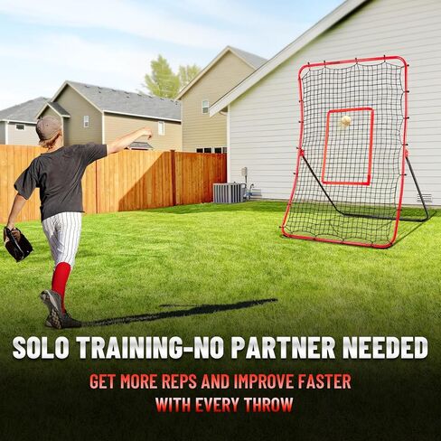 Durable Baseball Rebounder Net, 6x4 FT Pitchback Nets 5 Angles Simulate Grounder,Pop Fly,Line Drive,Softball Rebounders for Pitching,Fielding,Catching Solo Practice,Rebound Net with Strike Zone in Saudi Arabia