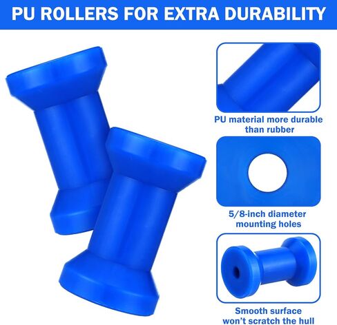 Lounsweer 2 Pcs Boat Trailer Roller with Brackets - 8" & 5" Anti-Corrosion, Durable for Fishing/Leisure, Roller Assembly Kit for Boat Trailer in Saudi Arabia