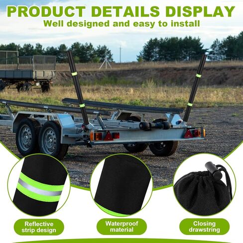 BBTO 2 Pcs 48 Inch Boat Trailer Guide Pole Covers with Reflective Stripe, Heavy Duty Oxford Cloth Marine Boat Trailer Guide Poles Protective Covers for Ski Fishing Sailboat Trailers in Saudi Arabia