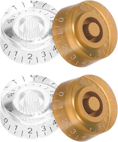 GALPADA Electric Guitar Potentiometer Control Knobs 18-Tooth Volume Tone Knob Caps for Classic Style, 4pcs Set with Gold White and Black Lettering, Replacement Guitar Audio and Bass in Saudi Arabia