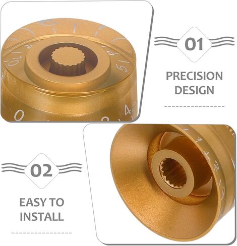 GALPADA Electric Guitar Potentiometer Control Knobs 18-Tooth Volume Tone Knob Caps for Classic Style, 4pcs Set with Gold White and Black Lettering, Replacement Guitar Audio and Bass in Saudi Arabia