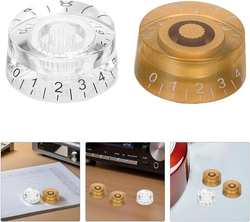4pcs Electric Guitar Potentiometer Volume Tone Control Knobs Set Classic Style Barrel 18-Tooth Shaft Caps Gold with White Black Lettering Replacement for Guitar and Bass in Saudi Arabia