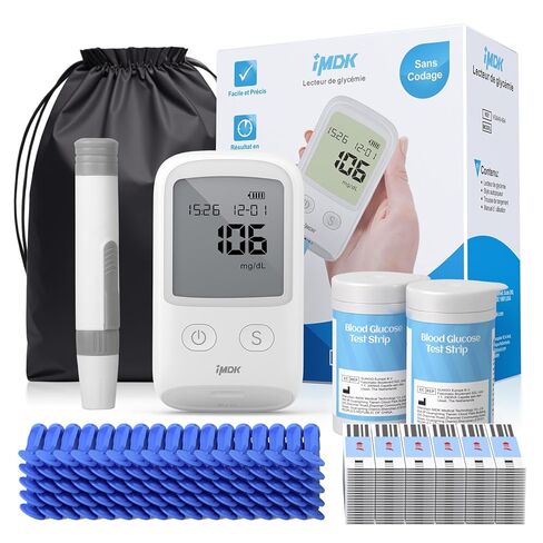 IMDK Blood Glucose Monitor Kit, 𝗖𝗹𝗶𝗻𝗶𝗰𝗮𝗹𝗹𝘆 𝗔𝗰𝗰𝘂𝗿𝗮𝘁𝗲 Blood Sugar Test Kit with 100*Glucometer Strips, 100*Lancets, 1*Lancing Devices, No Coding Required in Saudi Arabia