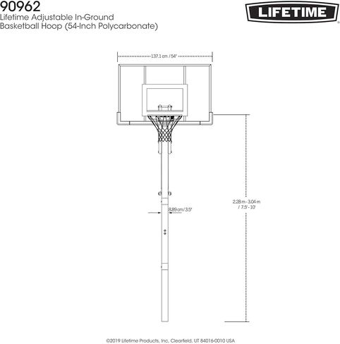 Lifetime 90962 Power Lift Adjustable In-Ground Basketball Hoop with Basketball, 54-Inch, Polycarbonate in Saudi Arabia