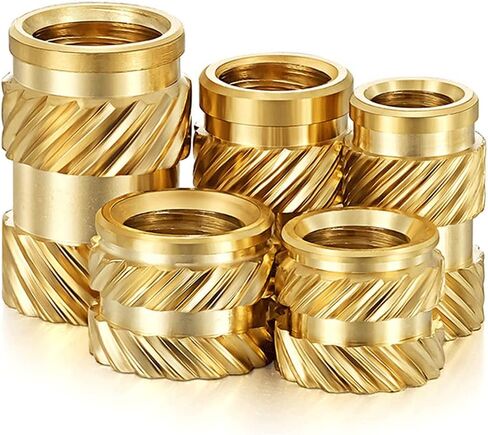 Knurled Brass Nuts,Nuts Assortment Kit, M2 M2.5 M3 M4 M5 M6 M8 Brass Insert Nut Hot Melt Knurled Thread Nuts Heat Injection Embedment Insertion Copper Nut Double Twill (Color : Length 4mm 50pcs_M4 (OD in Saudi Arabia