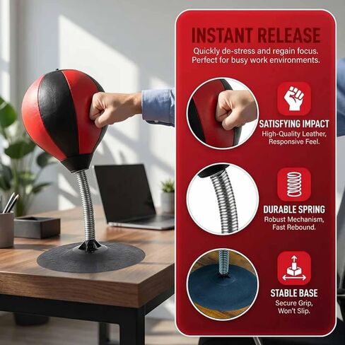 Desktop Punching Bag, Suction Cup Boxing Bag, Strong Suction Power, Soft and Hand Friendly Material, Safe for Injury Free Punches, Quick Inflation for Immediate Use in Saudi Arabia