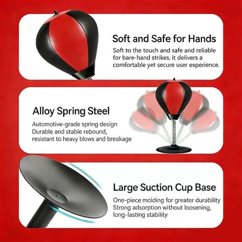 Desktop Punching Bag, Suction Cup Boxing Bag, Strong Suction Power, Soft and Hand Friendly Material, Safe for Injury Free Punches, Quick Inflation for Immediate Use in Saudi Arabia