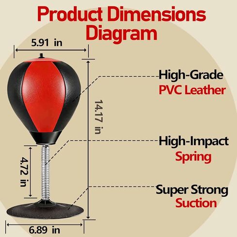 Desktop Punching Bag, Suction Cup Boxing Bag, Strong Suction Power, Soft and Hand Friendly Material, Safe for Injury Free Punches, Quick Inflation for Immediate Use in Saudi Arabia