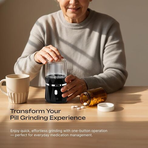 مطحنة حبوب الدواء الكهربائية - مطحنة أوتوماتيكية لمسحوق ناعم لطحن حبوب متعددة، أدوية صغيرة وكبيرة لكبار السن والحيوانات الأليفة - كسارة لاسلكية محمولة in Kuwait