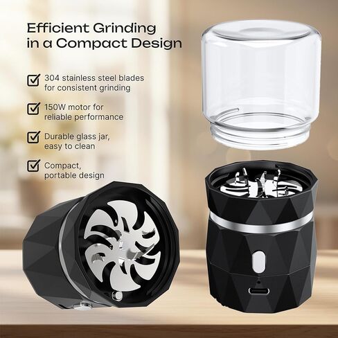 مطحنة حبوب الدواء الكهربائية - مطحنة أوتوماتيكية لمسحوق ناعم لطحن حبوب متعددة، أدوية صغيرة وكبيرة لكبار السن والحيوانات الأليفة - كسارة لاسلكية محمولة in Kuwait