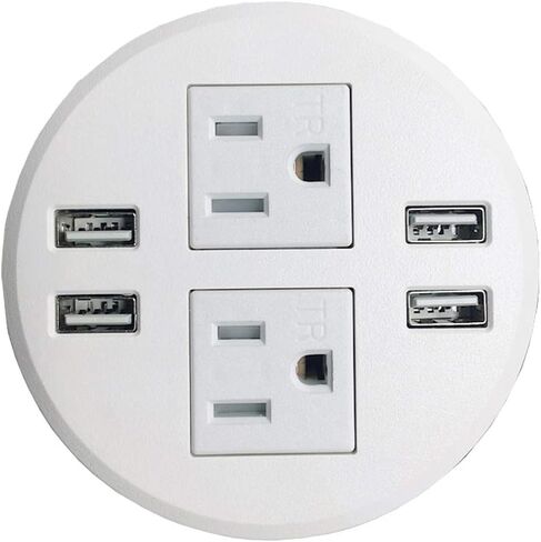 Round Round Desktop Conference Room Power Grommet Outlet ، يناسب 3 1/8 "-3 1/4" 2 (TR) AC ، 2 منافذ شحن USB ، 1 CAT 6 ، 1 HDMI ، ETL مدرجة (DC-8689-Black) in Saudi Arabia
