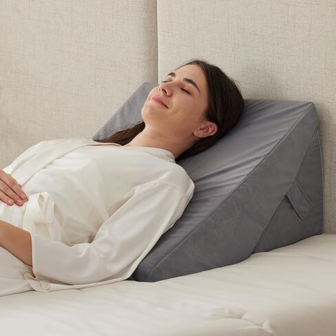 Ruqmuis 3PCS Wedge Pillow Set for After Surgery, Adjustable 9&12 Inch Bed Wedge Pillow for Sleeping, Incline Pillow Wedge for Headboard, Post Surgery, Acid Reflux, Neck&Back Support, White/Grey in Saudi Arabia
