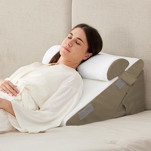 Ruqmuis 3PCS Wedge Pillow Set for After Surgery, Adjustable 9&12 Inch Bed Wedge Pillow for Sleeping, Incline Pillow Wedge for Headboard, Post Surgery, Acid Reflux, Neck&Back Support, White/Grey in Saudi Arabia