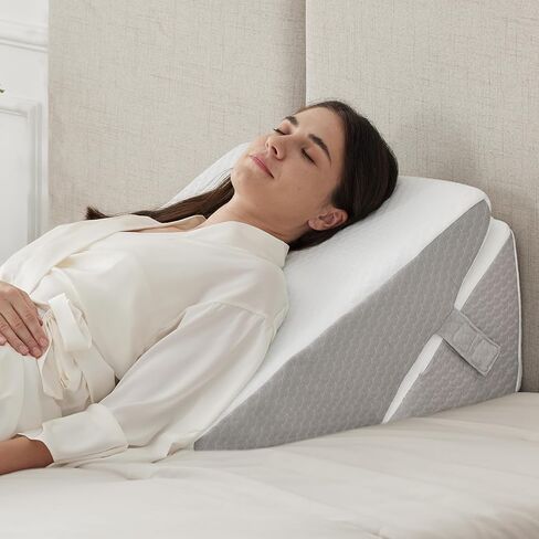 Ruqmuis 3PCS Wedge Pillow Set for After Surgery, Adjustable 9&12 Inch Bed Wedge Pillow for Sleeping, Incline Pillow Wedge for Headboard, Post Surgery, Acid Reflux, Neck&Back Support, White/Grey in Saudi Arabia